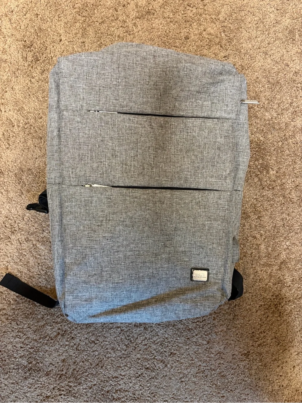 Men's Grey Slim Laptop Backpack with Front Zip Pockets